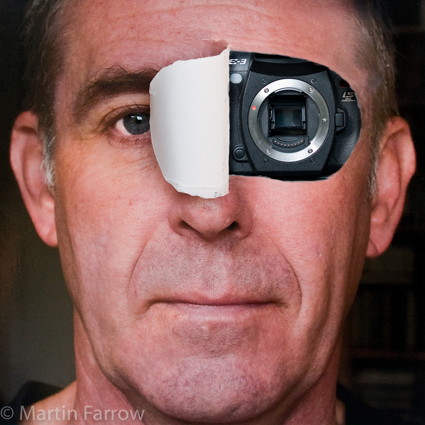 Photographer s-Eye 
 Photographers eye socket 
 Keywords: Martin, people, portrait, self portrait,eye,camera,lens.mount,peel,inside