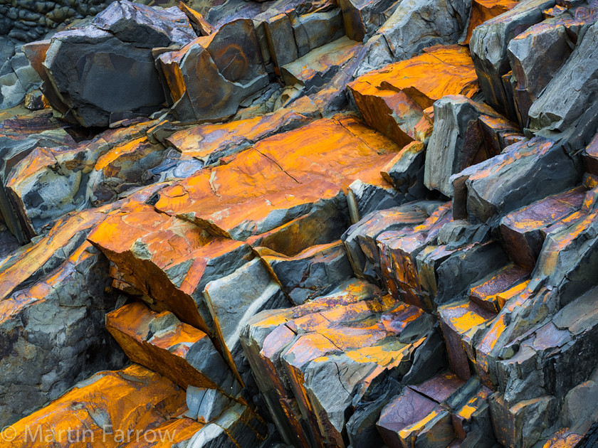 High-Iron-Content 
 Vertical rock strata 
 Keywords: Devon, Hartland, North Devon, rocks,vertical,shore,rust,strata